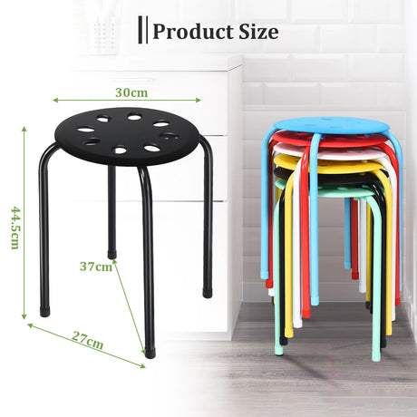 Set of 6 Portable Plastic Stack Stools -Multicolor