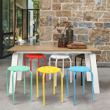 Set of 6 Portable Plastic Stack Stools -Multicolor