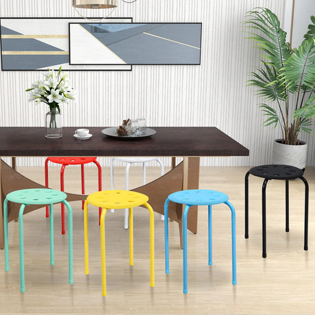 Set of 6 Portable Plastic Stack Stools -Multicolor
