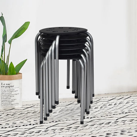 Set of 6 Stackable Portable Breakfast Dining Chairs for Home Kitchen Office-Grey