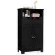 Bathroom Floor Cabinet with Open Shelf &amp; 2 Drawers-Black