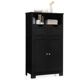 Bathroom Floor Cabinet with Open Shelf &amp; 2 Drawers-Black