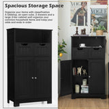Bathroom Floor Cabinet with Open Shelf &amp; 2 Drawers-Black