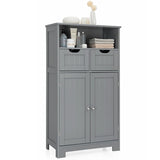 Bathroom Floor Cabinet with Open Shelf &amp; 2 Drawers-Grey
