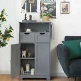Bathroom Floor Cabinet with Open Shelf &amp; 2 Drawers-Grey