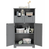 Bathroom Floor Cabinet with Open Shelf &amp; 2 Drawers-Grey
