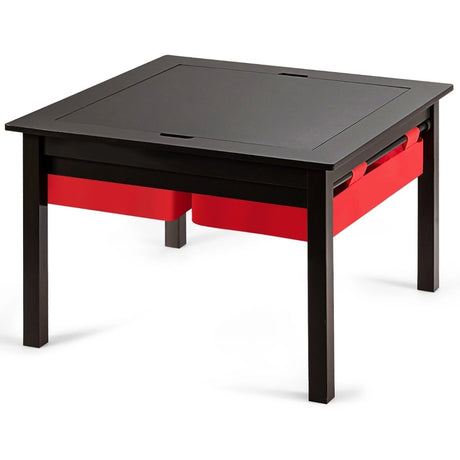 5-in-1 Kids Activity Play Table Building Block Table With Storage Drawers-Brown