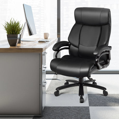 Rotary office armchair made of ecological leather