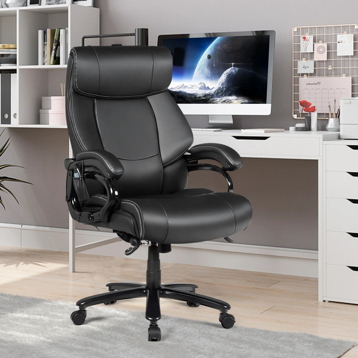 Rotary office armchair made of ecological leather
