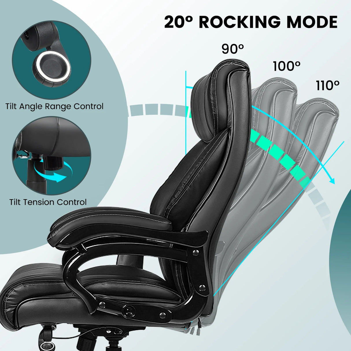 Rotary office armchair made of ecological leather