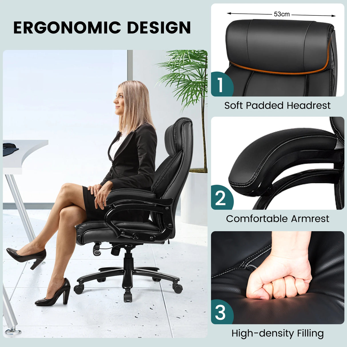 Rotary office armchair made of ecological leather