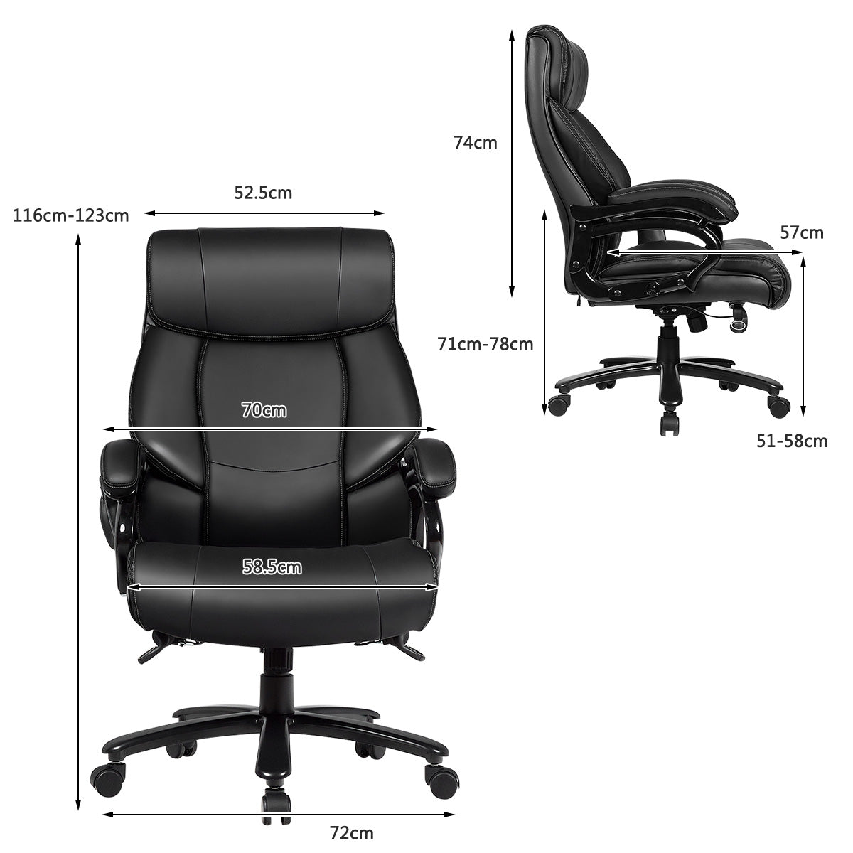 PU Leather Massage Office Chair with Thick Foam Cushion-Black