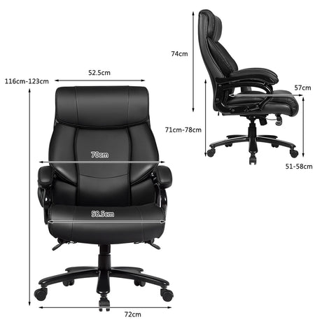 PU Leather Massage Office Chair with Thick Foam Cushion-Black