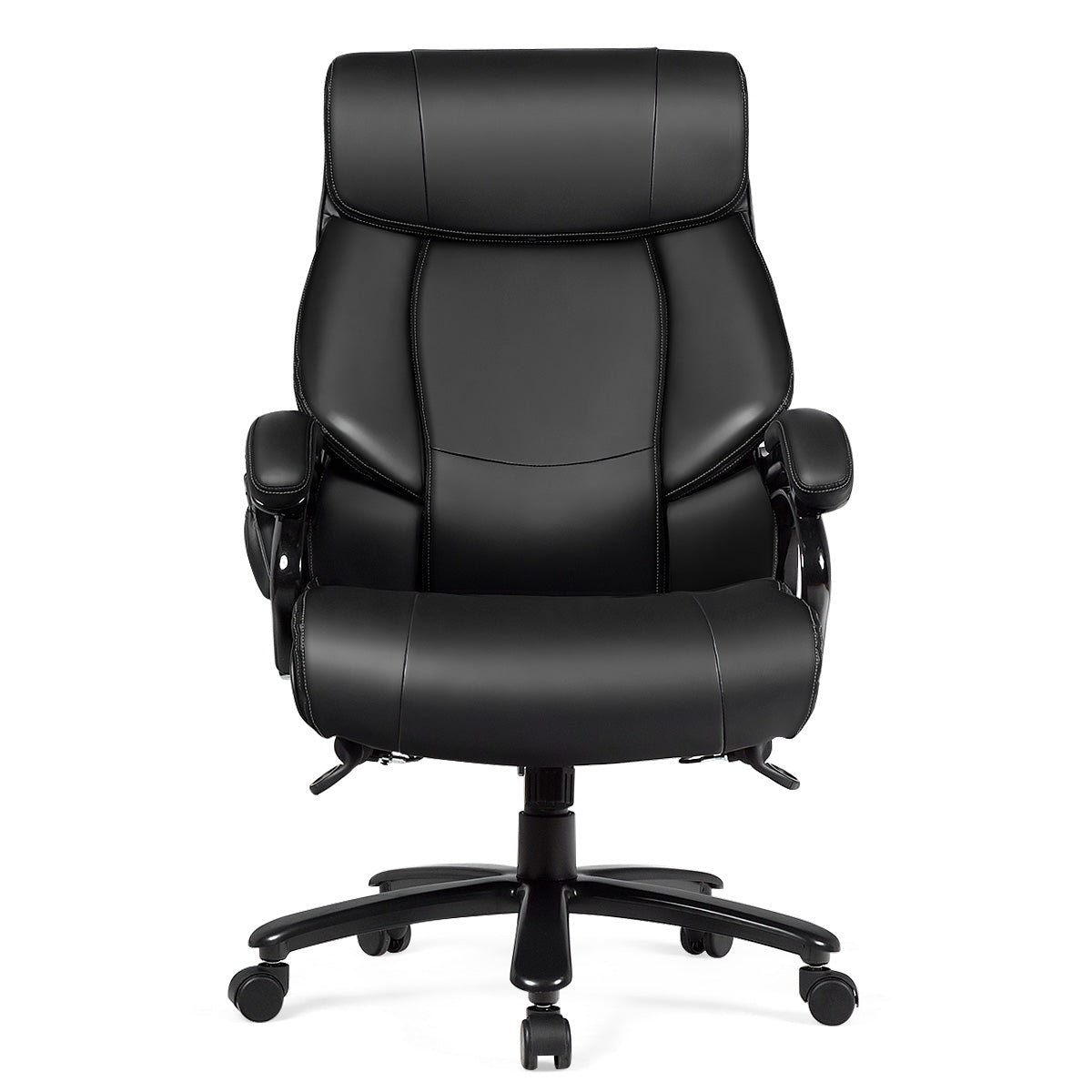 PU Leather Massage Office Chair with Thick Foam Cushion-Black