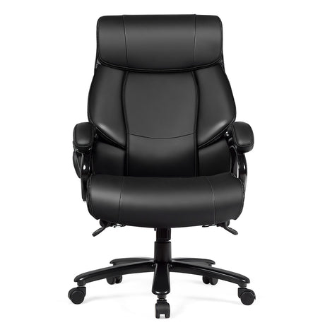 PU Leather Massage Office Chair with Thick Foam Cushion-Black
