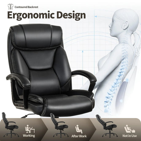 Rotary office armchair made of ecological leather