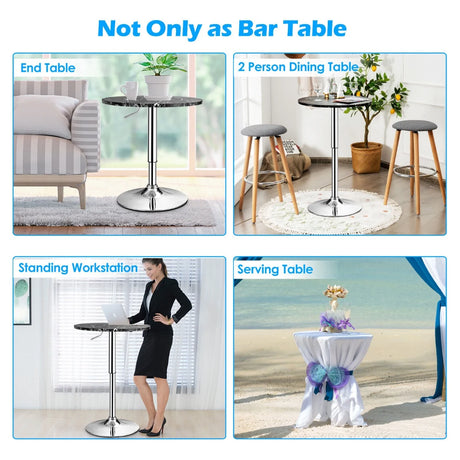 Modern Height Adjustable and 360 Swivel Bar Table with Marble Patterns
