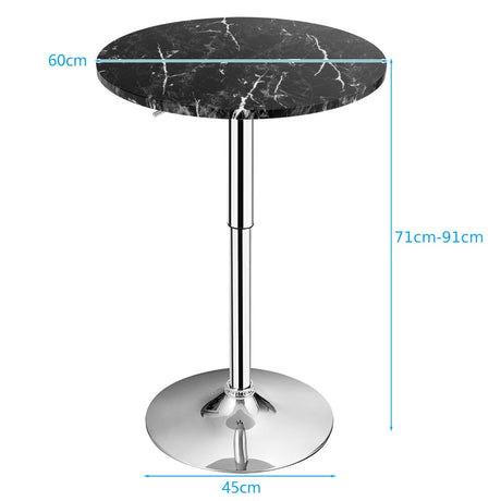 Modern Height Adjustable and 360 Swivel Bar Table with Marble Patterns