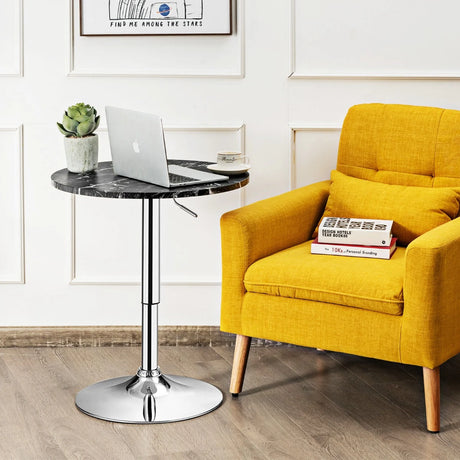Modern Height Adjustable and 360 Swivel Bar Table with Marble Patterns