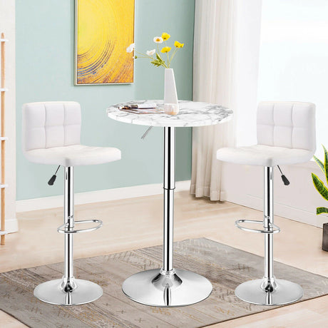 Modern Height Adjustable and 360 Swivel Bar Table with Marble Patterns