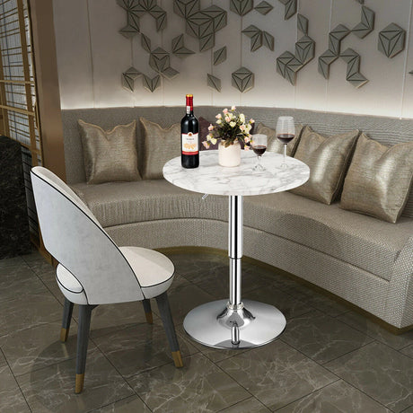 Modern Height Adjustable and 360 Swivel Bar Table with Marble Patterns