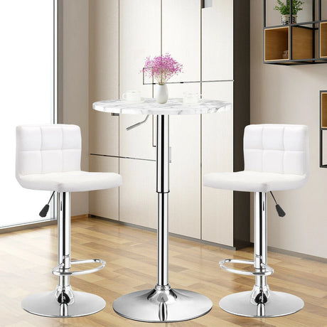Modern Height Adjustable and 360 Swivel Bar Table with Marble Patterns