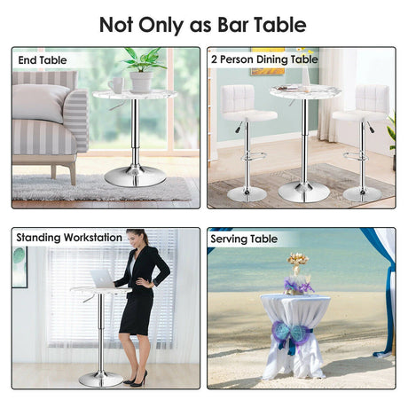 Modern Height Adjustable and 360 Swivel Bar Table with Marble Patterns