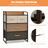 4-Drawer Tower Steel Frame Wooden Top Dresser Storage with 3-Tier Organizer