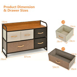 5-Drawer Dresser Storage Tower with Fold-able Fabric Drawers