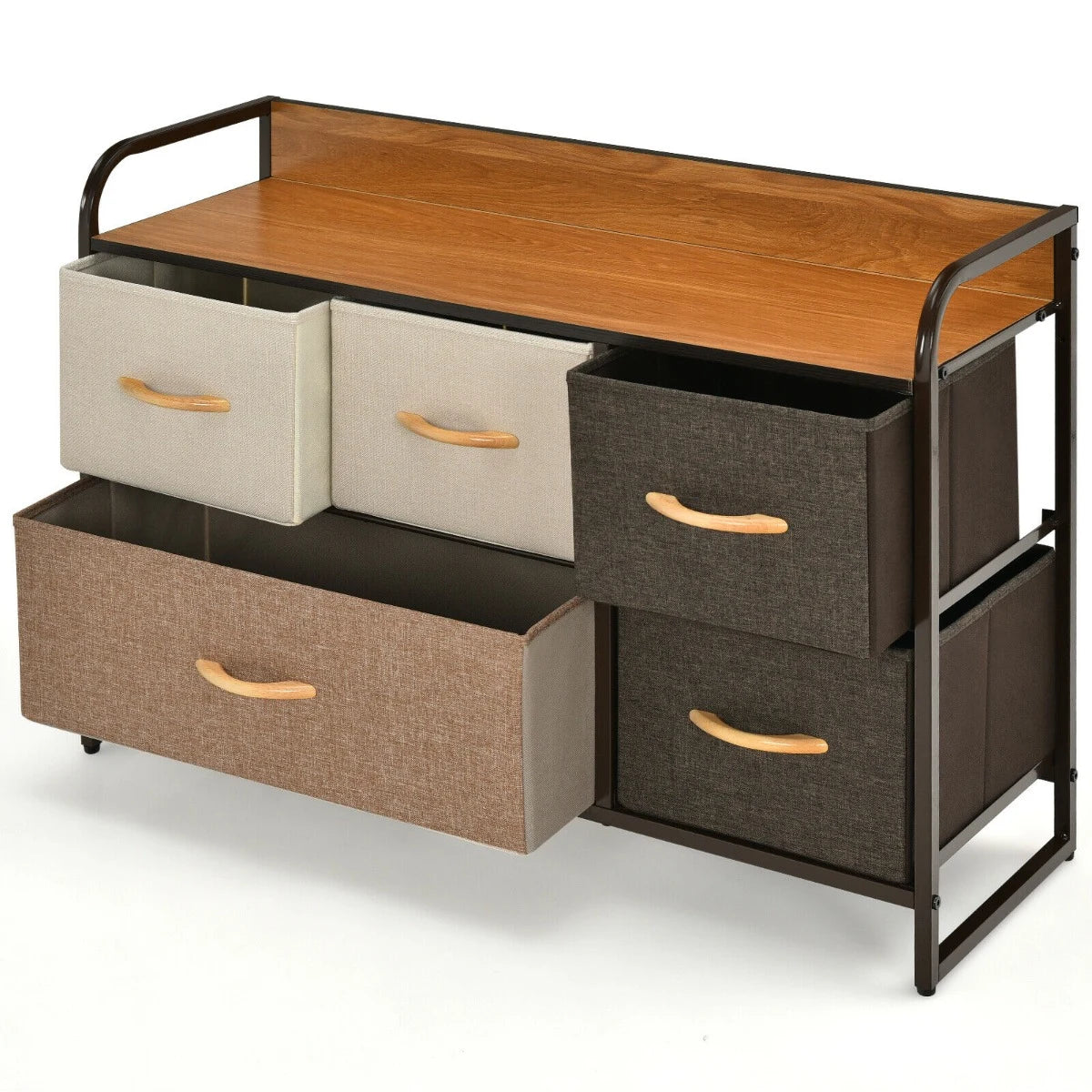 5-Drawer Dresser Storage Tower with Fold-able Fabric Drawers