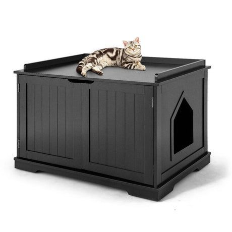 Cat Litter Box with Magnetic Door and Adjustable Partition
