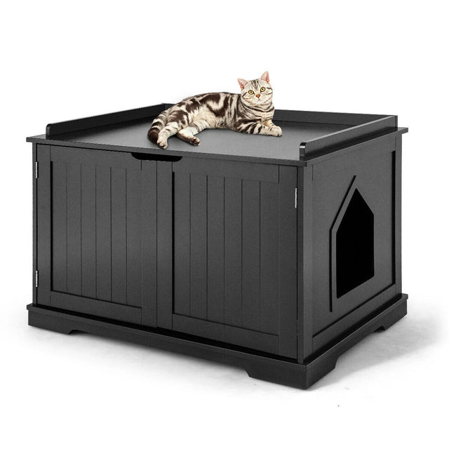 Cat Litter Box with Magnetic Door and Adjustable Partition