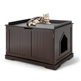 Cat Litter Box Enclosure with Double Doors for Large Cat and Kitty-Brown