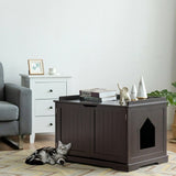 Cat Litter Box Enclosure with Double Doors for Large Cat and Kitty-Brown