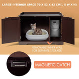 Cat Litter Box Enclosure with Double Doors for Large Cat and Kitty-Brown
