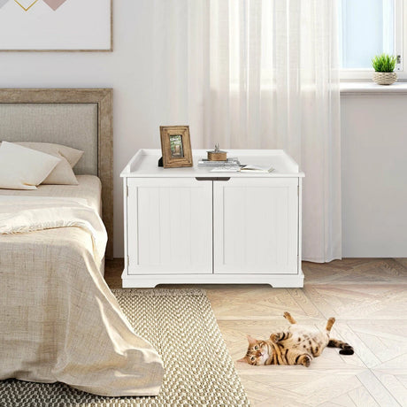 Cat Litter Box with Magnetic Door and Adjustable Partition