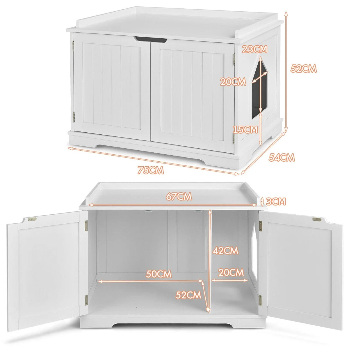 Cat Litter Box with Magnetic Door and Adjustable Partition
