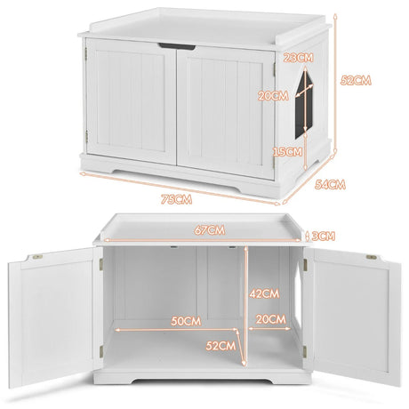Cat Litter Box with Magnetic Door and Adjustable Partition