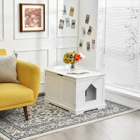 Cat Litter Box with Magnetic Door and Adjustable Partition