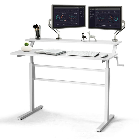 2-tier Adjustable Height Standing Desk for Home & Office