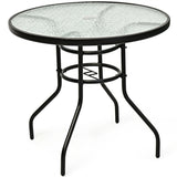 Round Coffee Table with Umbrella Hole for Patio & Garden & Balcony