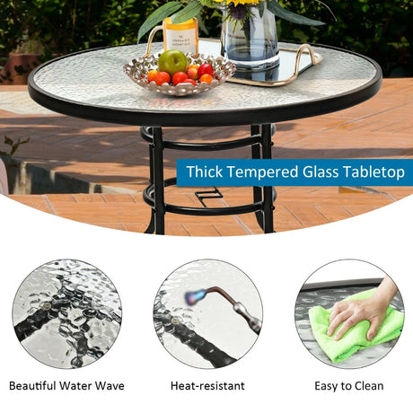 Round Coffee Table with Umbrella Hole for Patio & Garden & Balcony