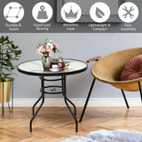 Round Coffee Table with Umbrella Hole for Patio & Garden & Balcony