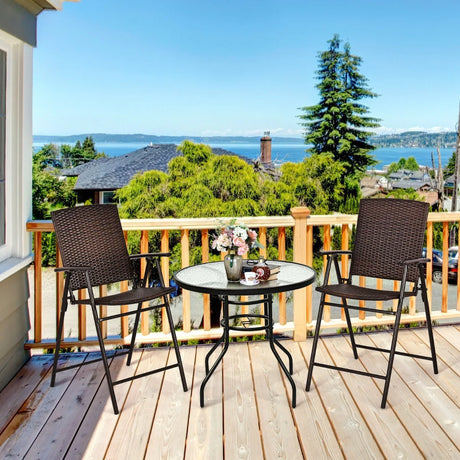 Round Coffee Table with Umbrella Hole for Patio & Garden & Balcony