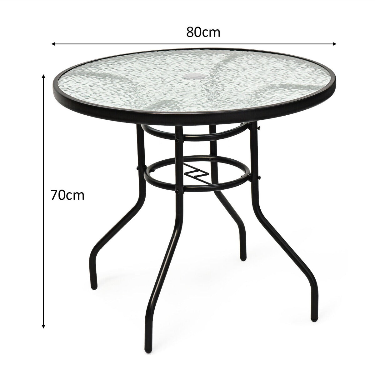 Round Coffee Table with Umbrella Hole for Patio & Garden & Balcony