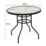 Round Coffee Table with Umbrella Hole for Patio & Garden & Balcony