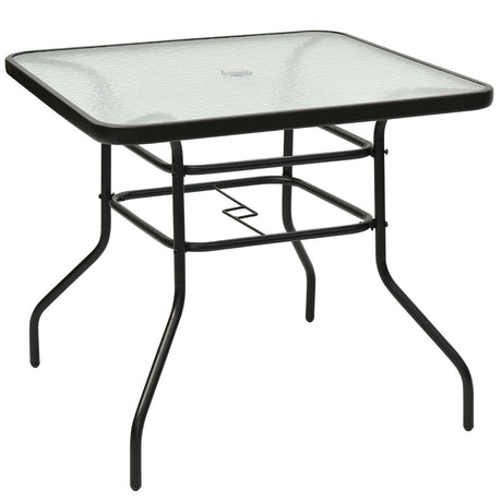 Rectangle Metal Coffee Table with Tempered Glass Top for Patio