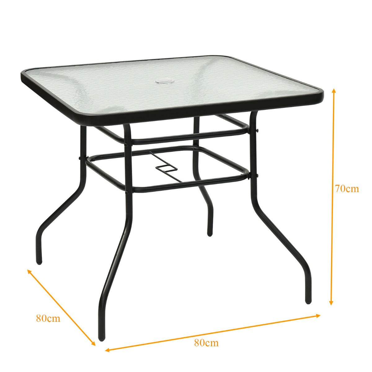 Rectangle Metal Coffee Table with Tempered Glass Top for Patio