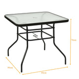 Rectangle Metal Coffee Table with Tempered Glass Top for Patio