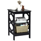 3-tier Nightstand Sofa Side End Accent Table-Black